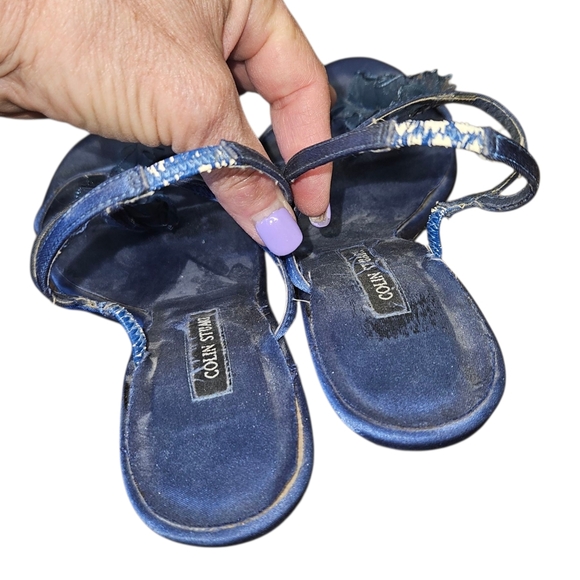 SOLD Colin Stuart Y2K Strappy Slingback Heels Ruffle Blue Size 6.5 - Picture 7 of 9